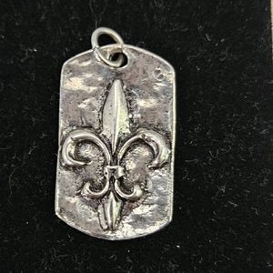 Sterling silver Fleur De Lis dog tag pendant